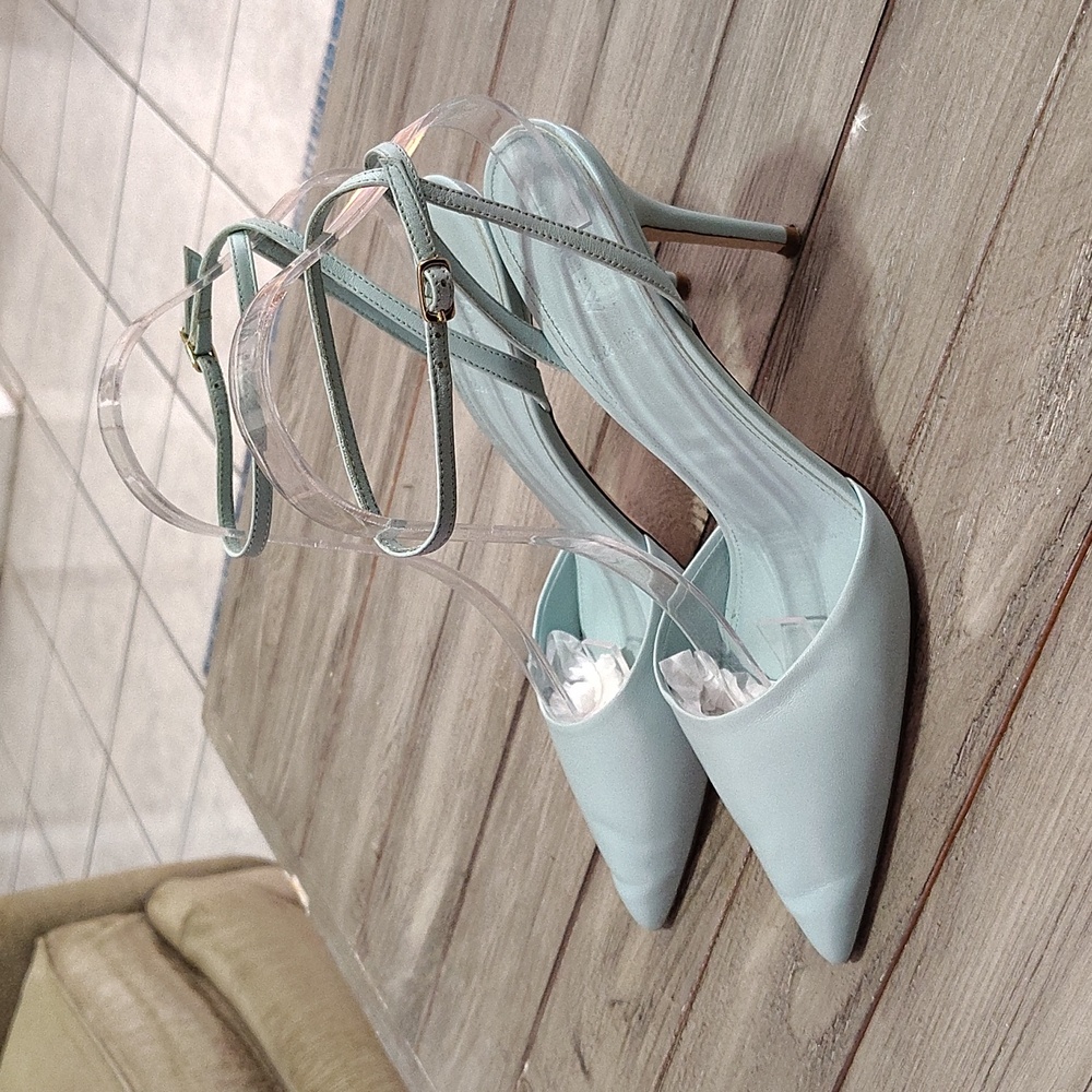 J. Crew Pointed Toe Leather Heels In Tiffany Blue Size Women's 9.5